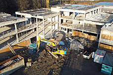 Außenaufnahme des Klima-Campus während des Baus